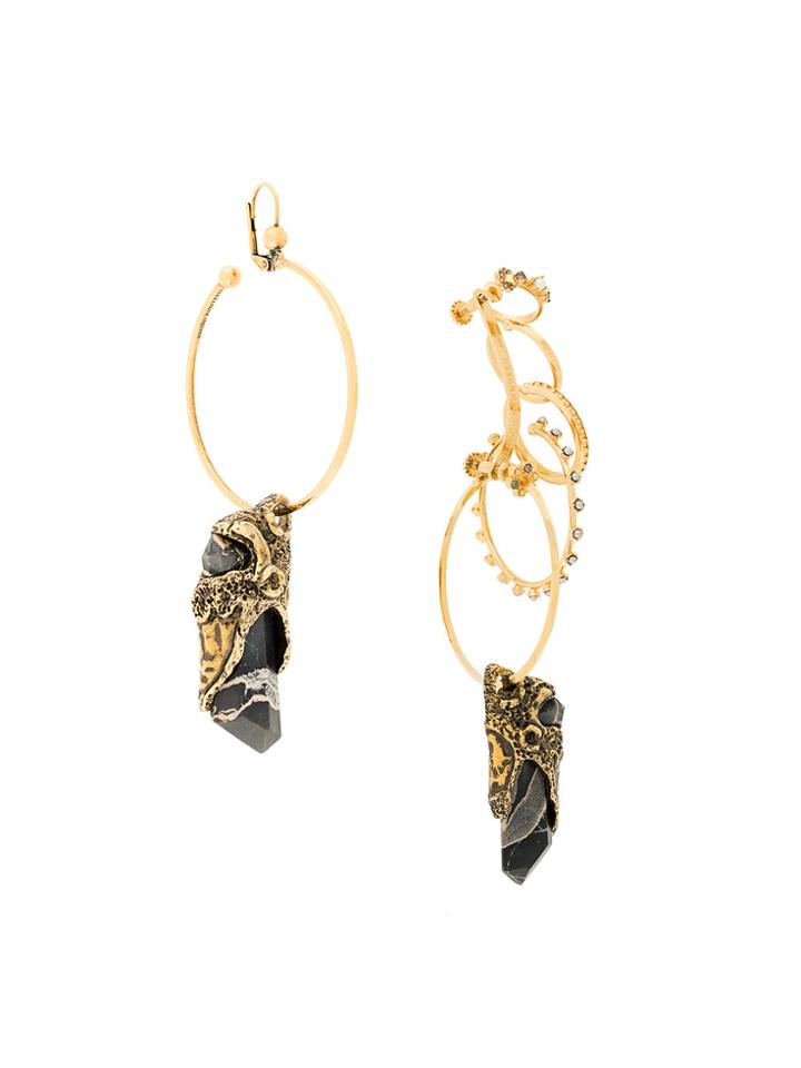 Alexander Mcqueen Hoop Gemstone Earrings - Metallic