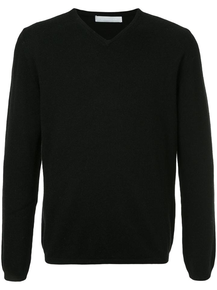 Estnation Long Sleeved V-neck Pullover - Black