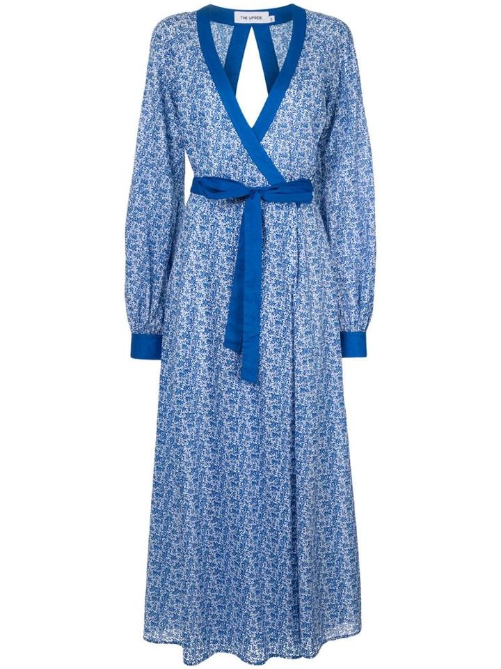 The Upside Patterned Wrap Dress - Blue