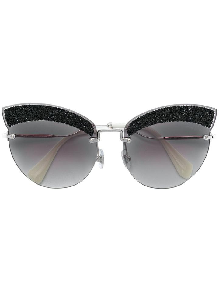 Miu Miu Eyewear Runaway Show Glitter Sunglasses - Black