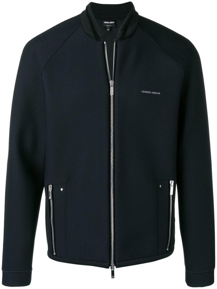 Giorgio Armani Mesh Bomber Jacket - Blue