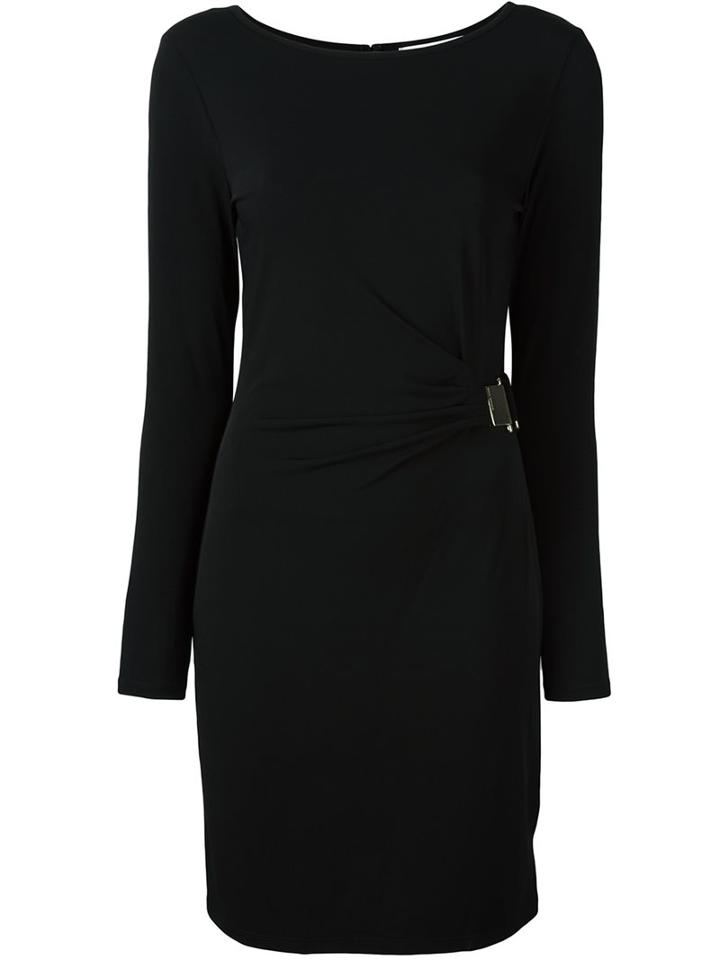 Michael Michael Kors Plaque Detail Fitted Dress, Women's, Size: Xs, Black, Polyester/spandex/elastane