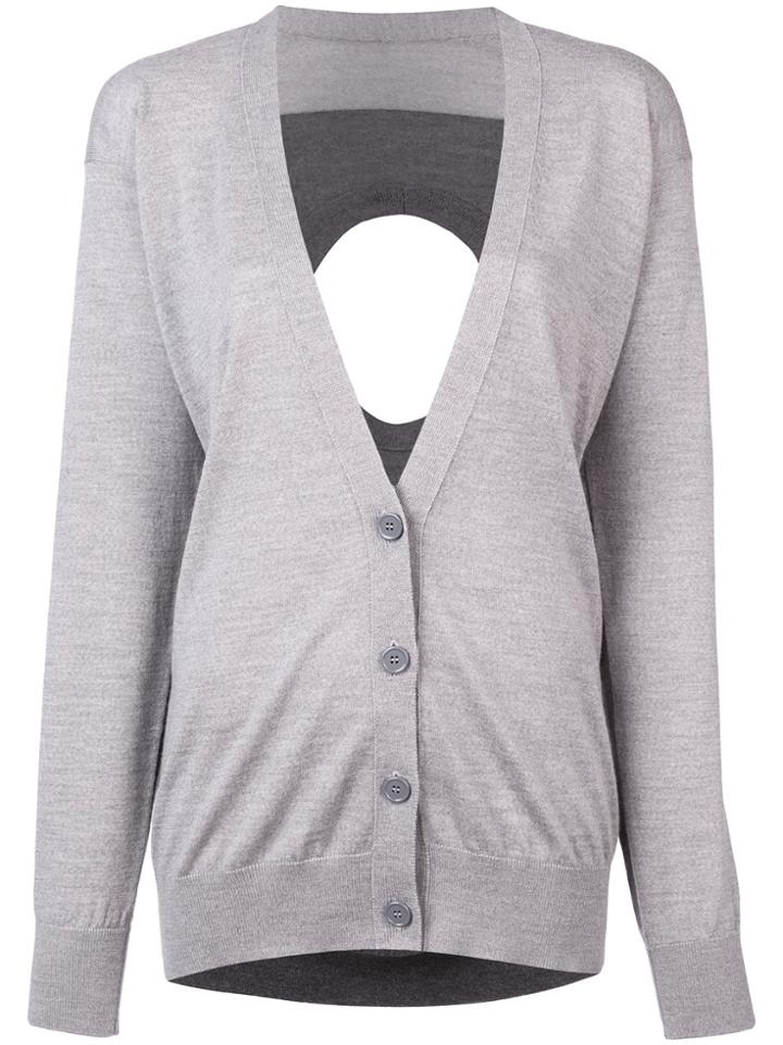 Mm6 Maison Margiela Cut Out Back Cardigan - Grey