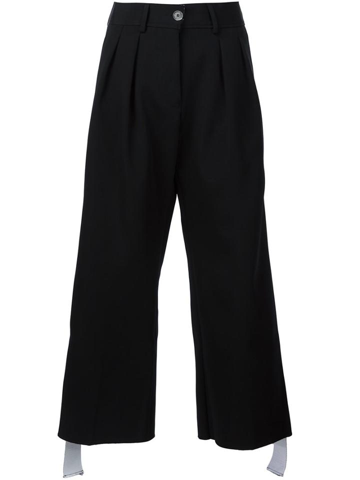 Off-white Pleated Wide Leg Short Trousers, Women's, Size: Xs, Black, Acetate/polyamide/spandex/elastane