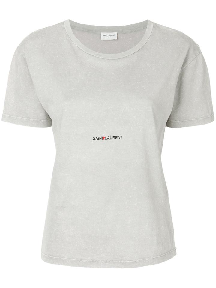 Saint Laurent Brand Stamped T-shirt - Grey