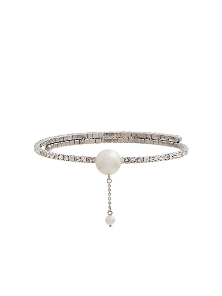 Miu Miu Metallic Crystal And Pearl Choker Necklace