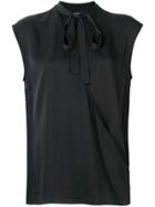 Theory Sleeveless Pussy Bow Blouse - Black