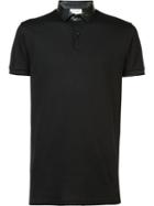 Saint Laurent Material-mix Polo Shirt, Men's, Size: Medium, Black, Cotton