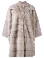 Liska Oversized Coat, Women's, Size: Medium, Grey, Mink Fur/lamb Fur