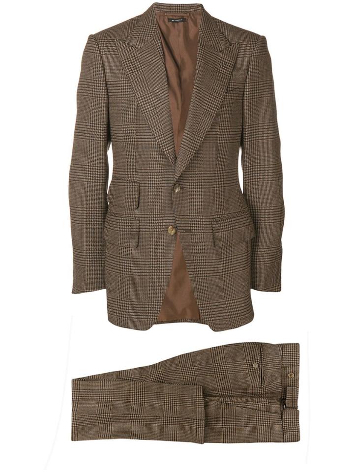 Tom Ford Houndstooth Two Piece Suit - Brown