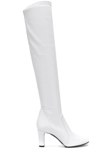 A Plan Application Thigh High Boots - White