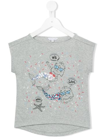 Little Marc Jacobs Cat Mermaid T-shirt, Girl's, Size: 10 Yrs, Grey