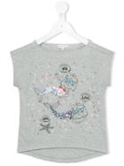 Little Marc Jacobs Cat Mermaid T-shirt, Girl's, Size: 10 Yrs, Grey
