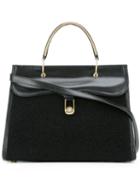 Olympia Le-tan 'marguerite' Tote, Women's, Black, Calf Leather/cotton/brass