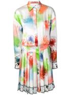 Genny Printed Pleated Midi Shirt Dress - White