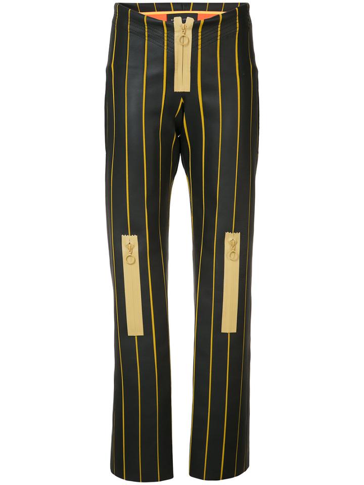 Martina Spetlova - Bonded Strip Trousers - Women - Lamb Skin/neoprene - 10, Women's, Black, Lamb Skin/neoprene