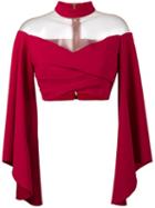 Balmain Off-shoulder Top With Flared Sleeves, Women's, Size: 36, Pink/purple, Silk/polyamide/polyurethane/viscose