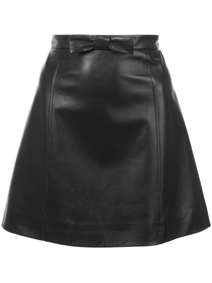 Miu Miu A-line Leather Mini Skirt - Black