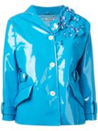 Miu Miu Patent Floral Jacket, Women's, Size: 38, Blue, Polyester/viscose