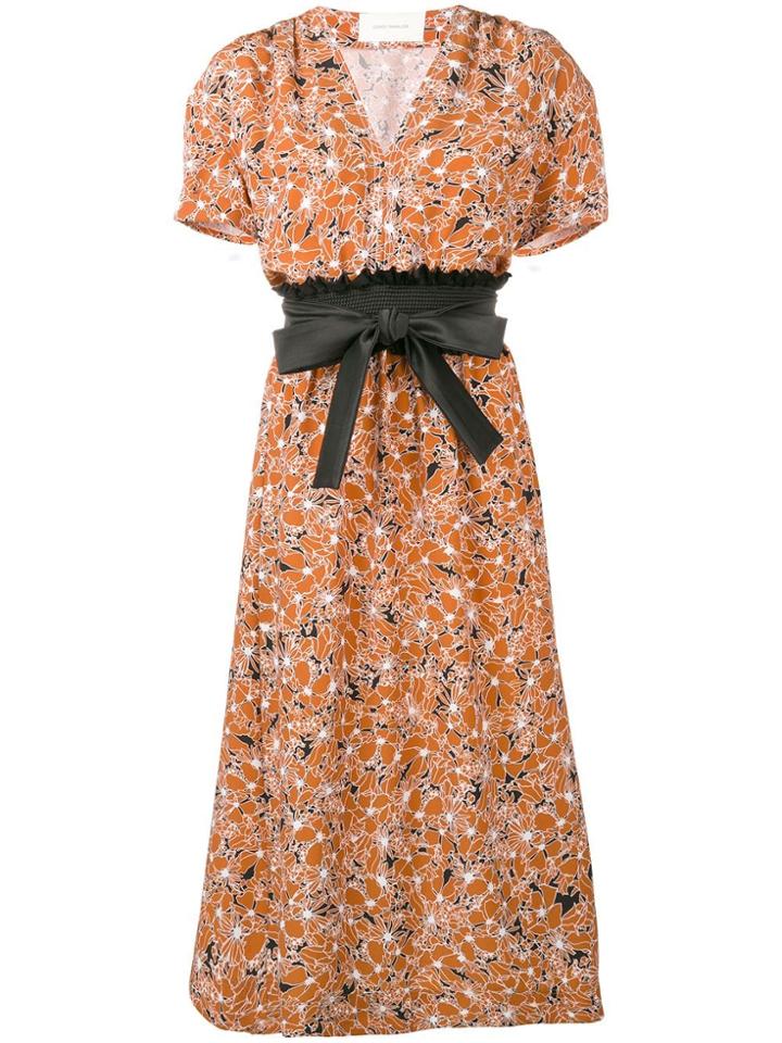 Cédric Charlier Floral Print Midi Dress - Orange