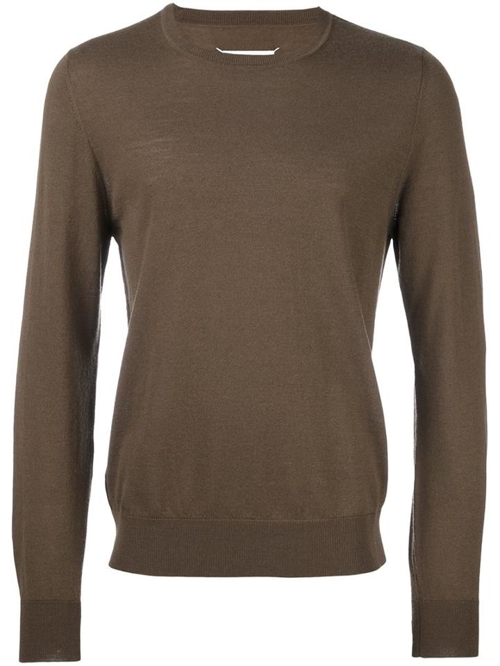 Maison Margiela Classic Crew Neck Sweater, Men's, Size: Medium, Brown, Wool