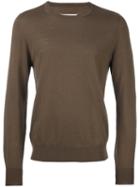 Maison Margiela Classic Crew Neck Sweater, Men's, Size: Medium, Brown, Wool