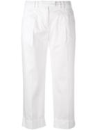 Eleventy Front Pleat Trousers, Women's, Size: 29, White, Cotton/spandex/elastane