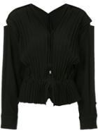 Christopher Esber Pleated V-neck Blouse - Black