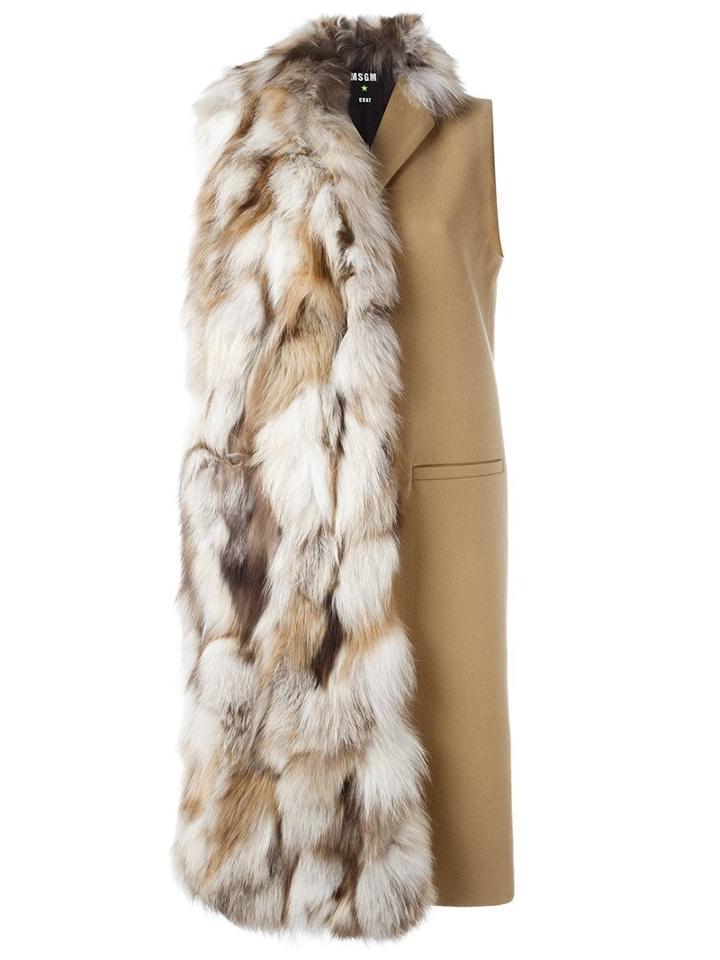 Msgm Fur-trim Sleeveless Coat