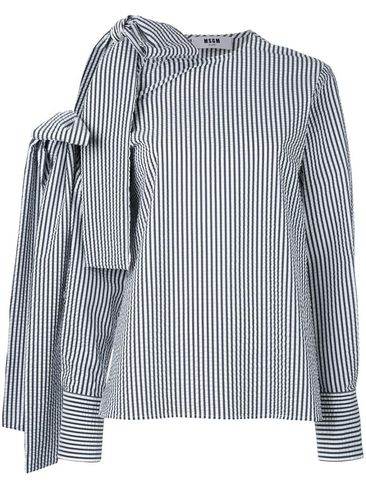 Msgm Loose-fit Striped Blouse, Women's, Size: 38, Black, Polyamide/spandex/elastane/cotton