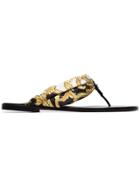 Versace Black Tribute Leather Thong Sandals