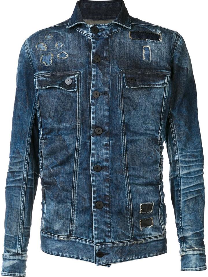 11 By Boris Bidjan Saberi Denim Jacket, Men's, Size: Medium, Blue, Cotton/polyurethane