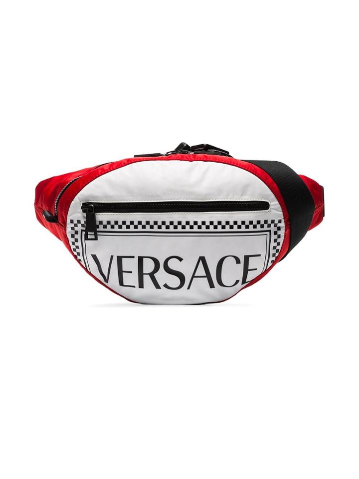 Versace Red And White Logo Cross Body Bag