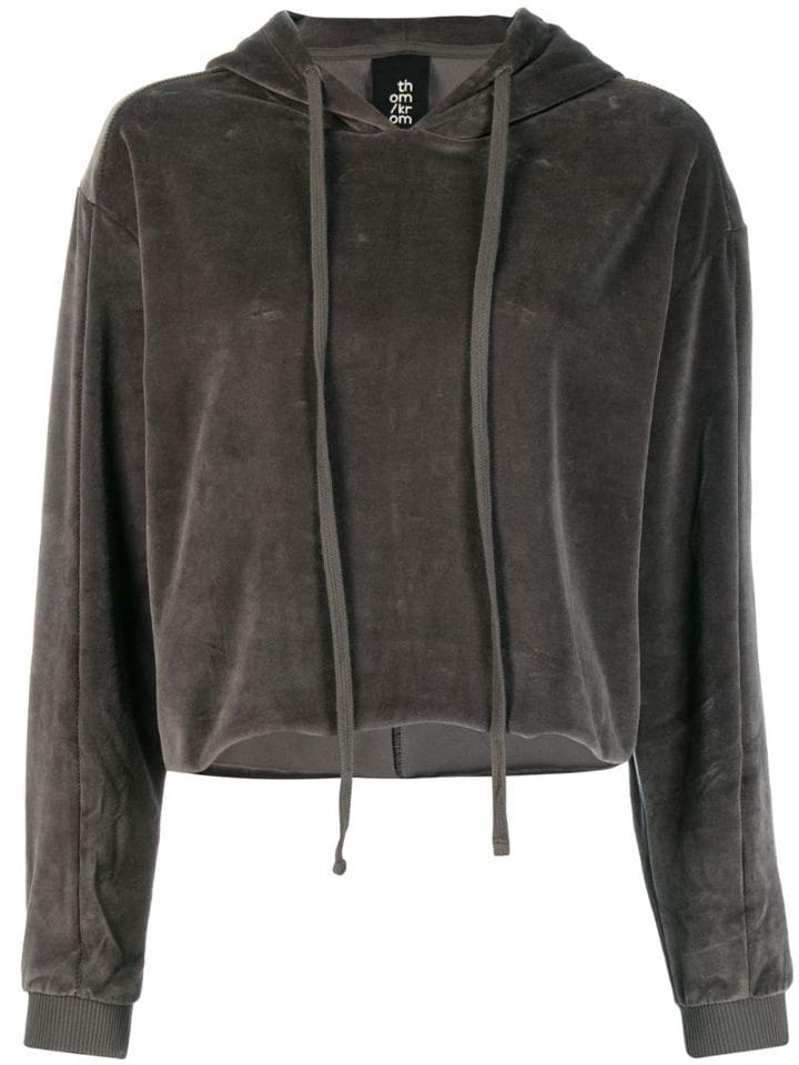 Thom Krom Cropped Hoodie - Grey