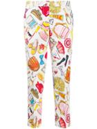 Moschino Printed Cropped Trousers - White