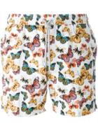 Capricode Butterfly Print Swim Shorts, Men's, Size: Xl, White, Polyamide