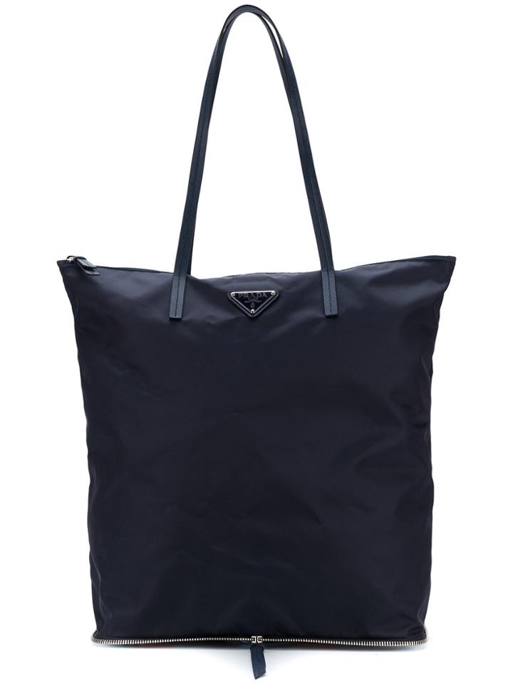 Prada Nylon Shopper Tote - Blue