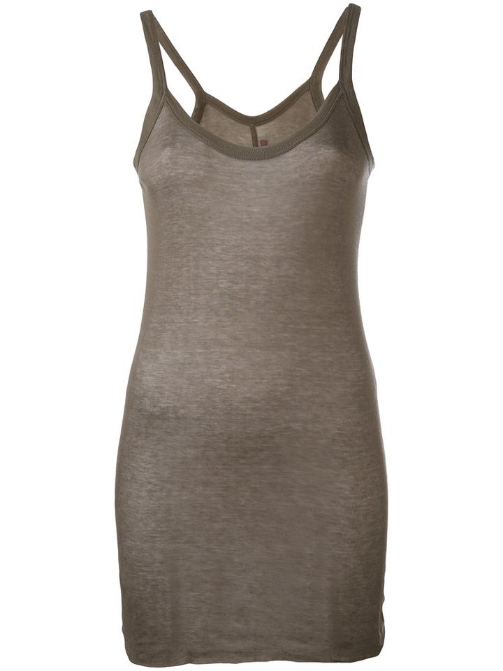 Rick Owens Lilies - Long Sheer Tank - Women - Cotton/polyamide/viscose - 42, Grey, Cotton/polyamide/viscose