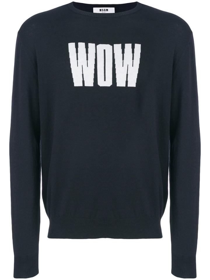 Msgm Wow Slogan Sweater - Blue