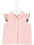 Burberry Kids - Check Frill Sleeve Polo Shirt - Kids - Cotton/spandex/elastane - 6 Mth, Infant Girl's, Pink/purple