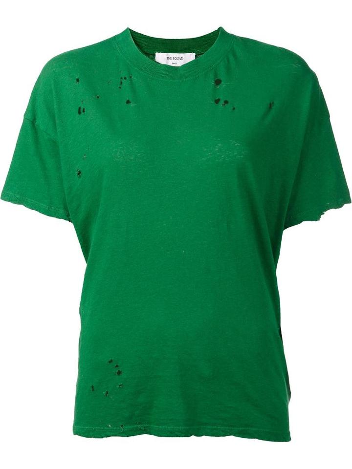 The Squad Destroyed Effect T-shirt, Women's, Size: Medium, Green, Cotton