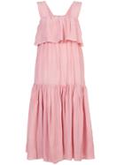 Sara Lanzi Ruffle Tiered Dress - Pink & Purple