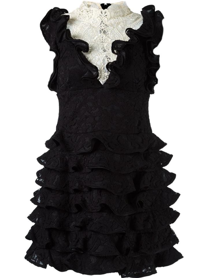 Martha Medeiros Ruffled Lace Dress - Black