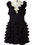 Martha Medeiros Ruffled Lace Dress - Black