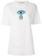 Amen Embellished Teardrop T-shirt, Women's, Size: 38, White, Cotton/glass/polyester