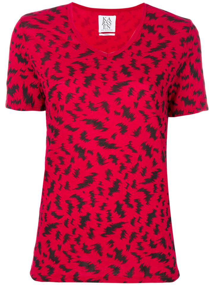 Zoe Karssen Printed V-neck T-shirt - Red