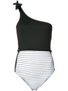 Fleur Du Mal Single Shoulder Swimsuit - Black