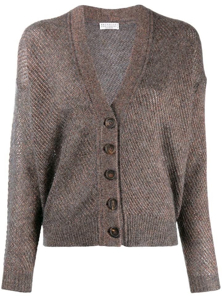 Brunello Cucinelli Glitter-look Knit Cardigan - Grey