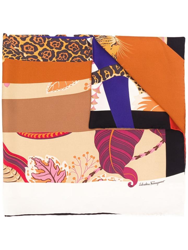 Salvatore Ferragamo Heritage Print Square Scarf - Neutrals