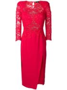 Elisabetta Franchi Lace-detail Midi Dress - Red